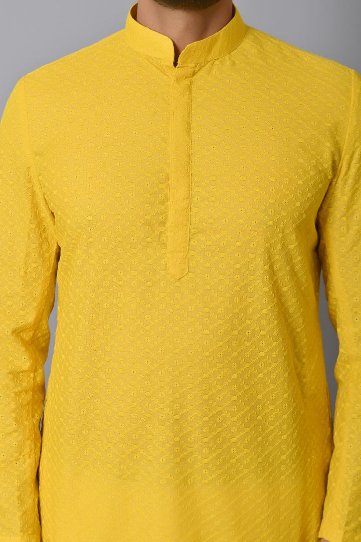 Chikan Yellow Kurta Set