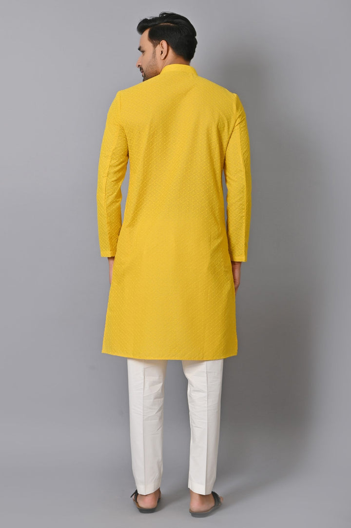 Chikan Yellow Kurta Set