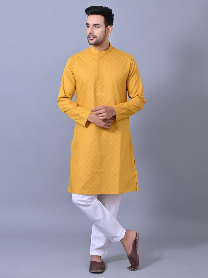 Checked Yellow Kurta Set