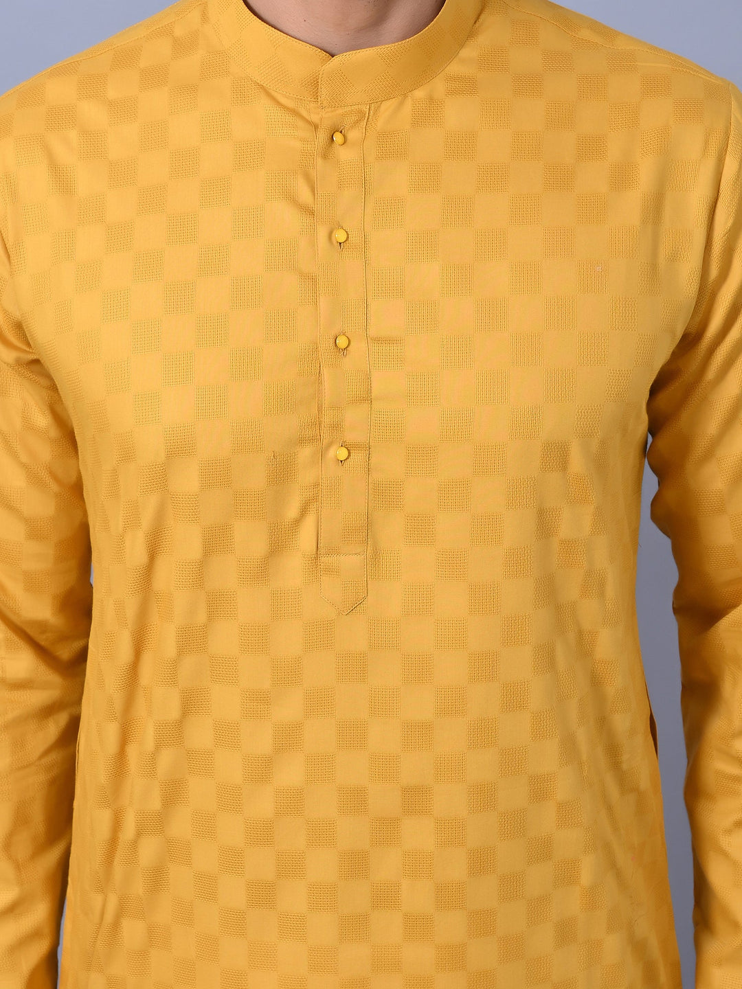 Checked Yellow Kurta Set