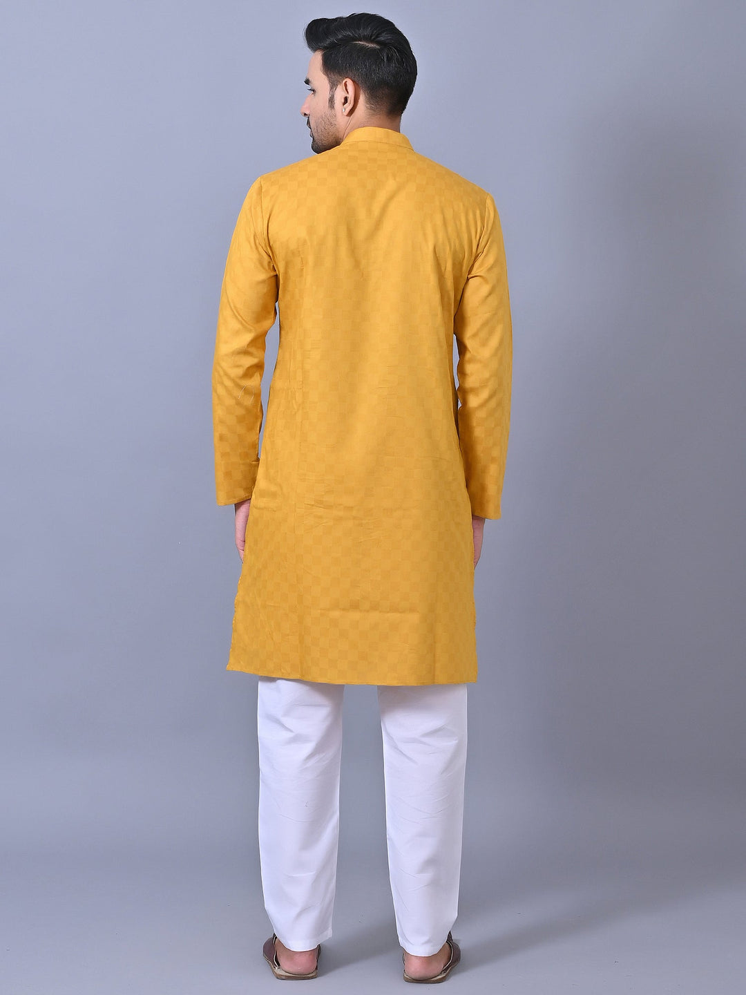 Checked Yellow Kurta Set