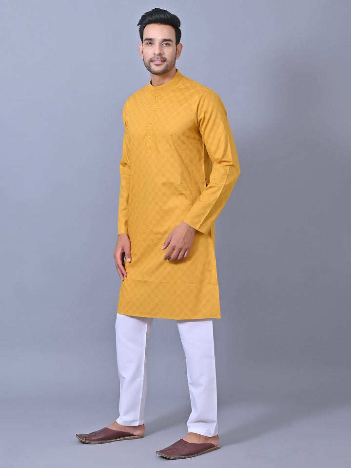 Checked Yellow Kurta Set