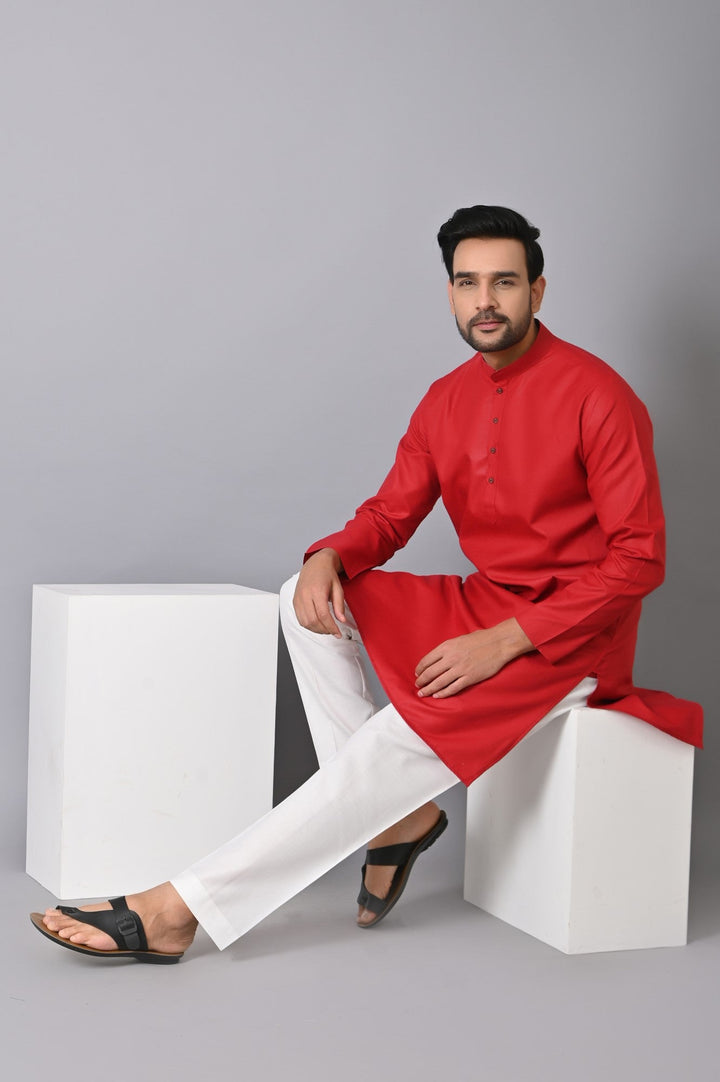 Solid Red Kurta Set