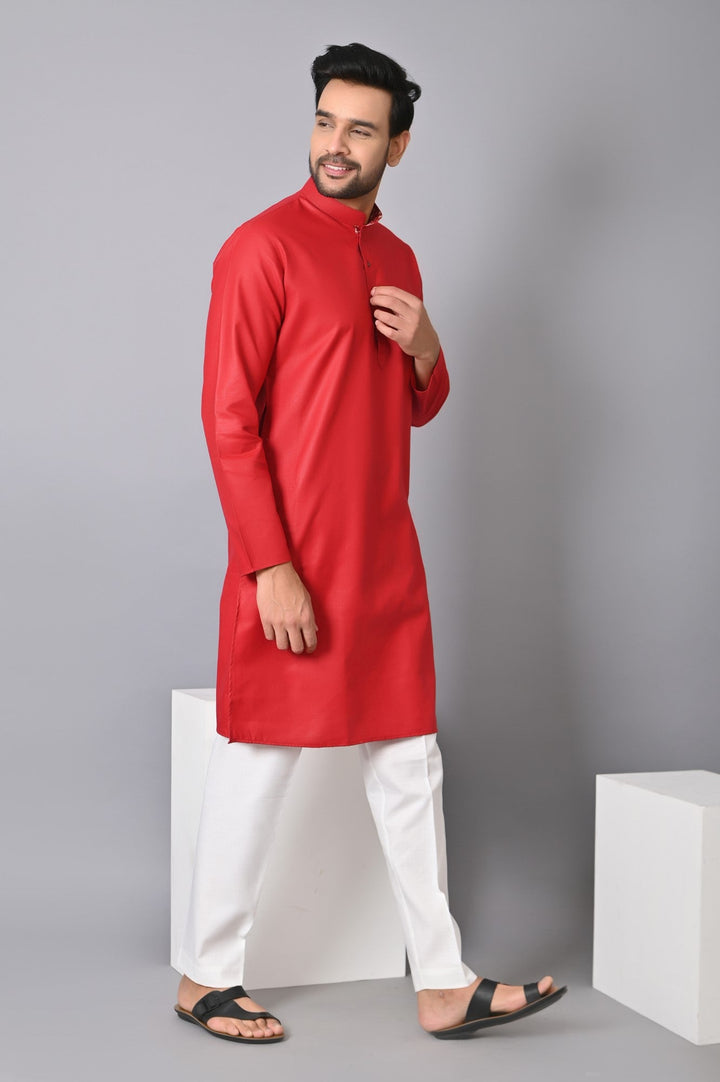 Solid Red Kurta Set