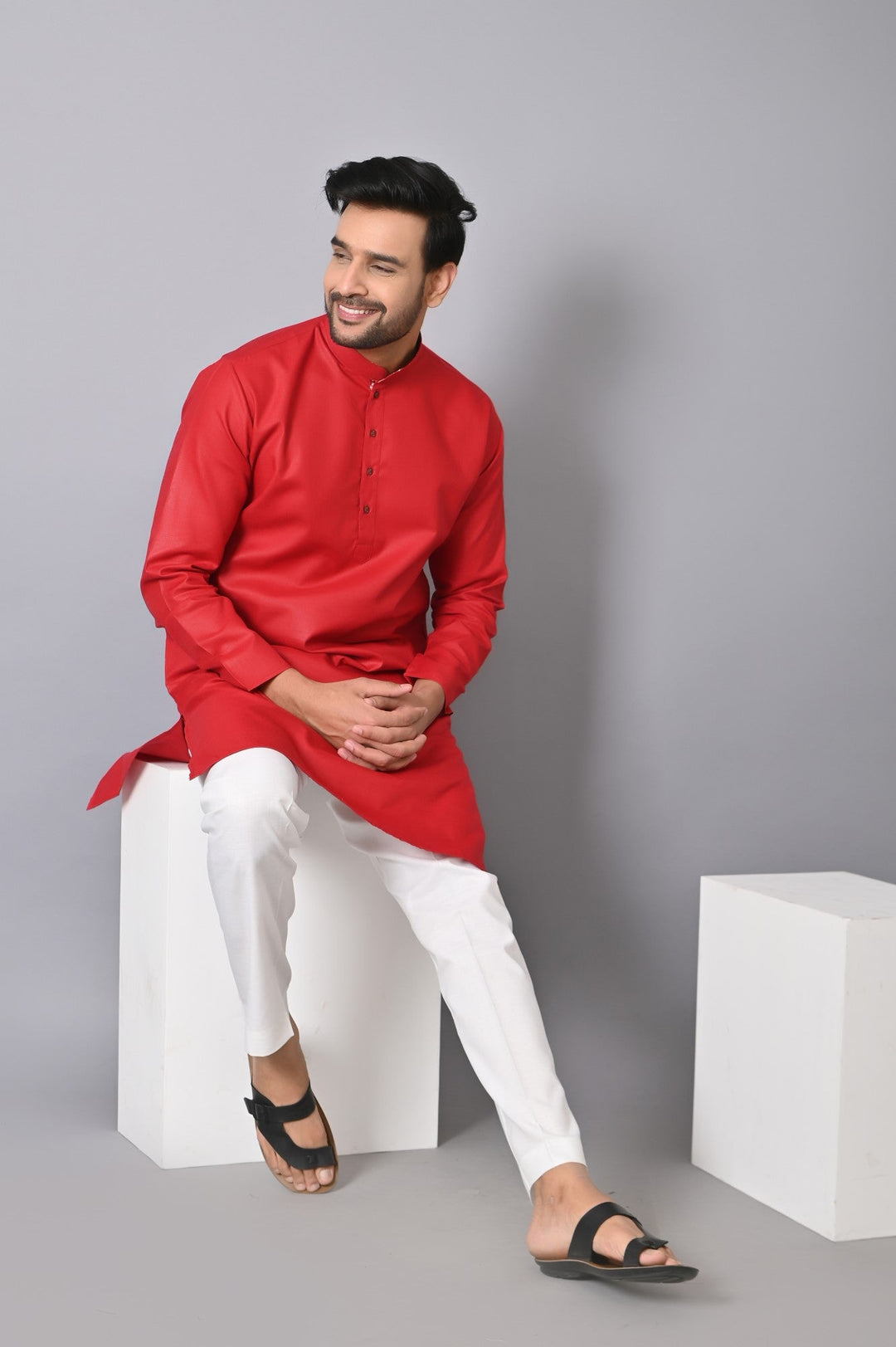 Solid Red Kurta Set