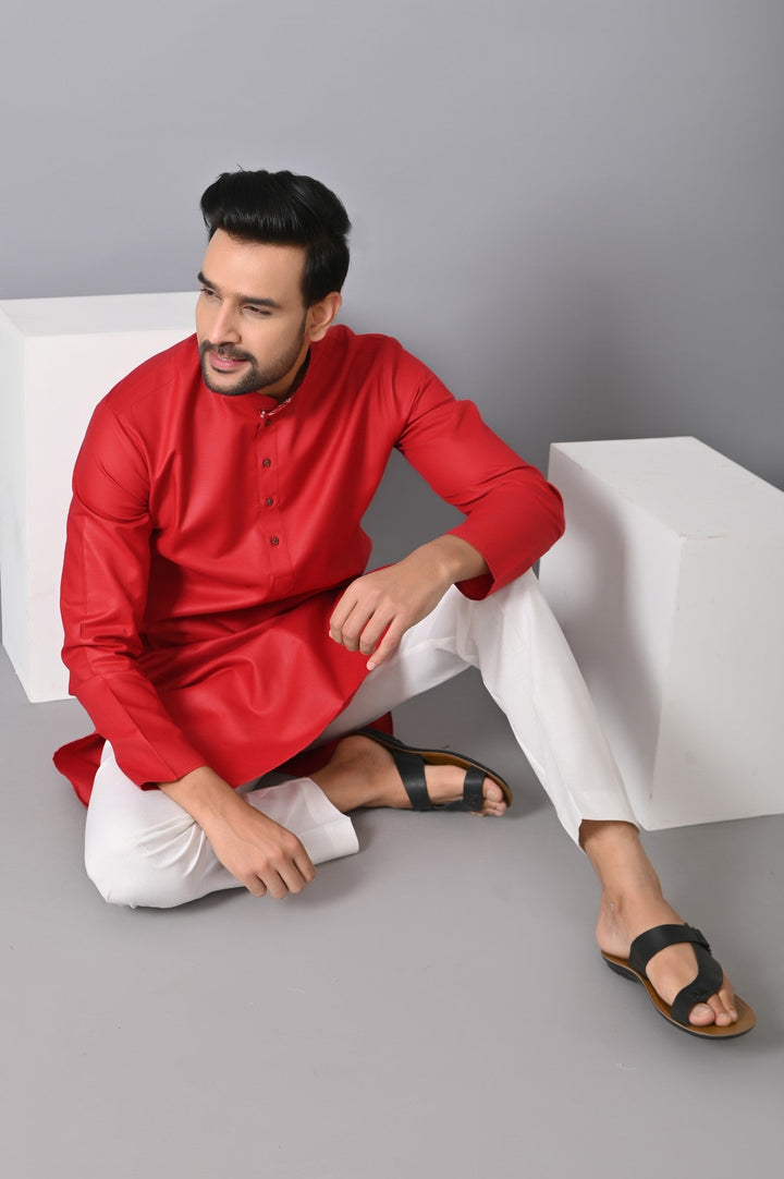 Solid Red Kurta Set