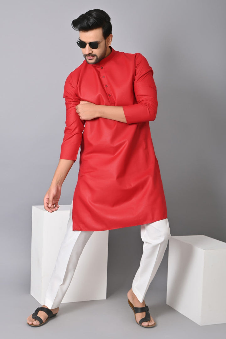 Solid Red Kurta Set