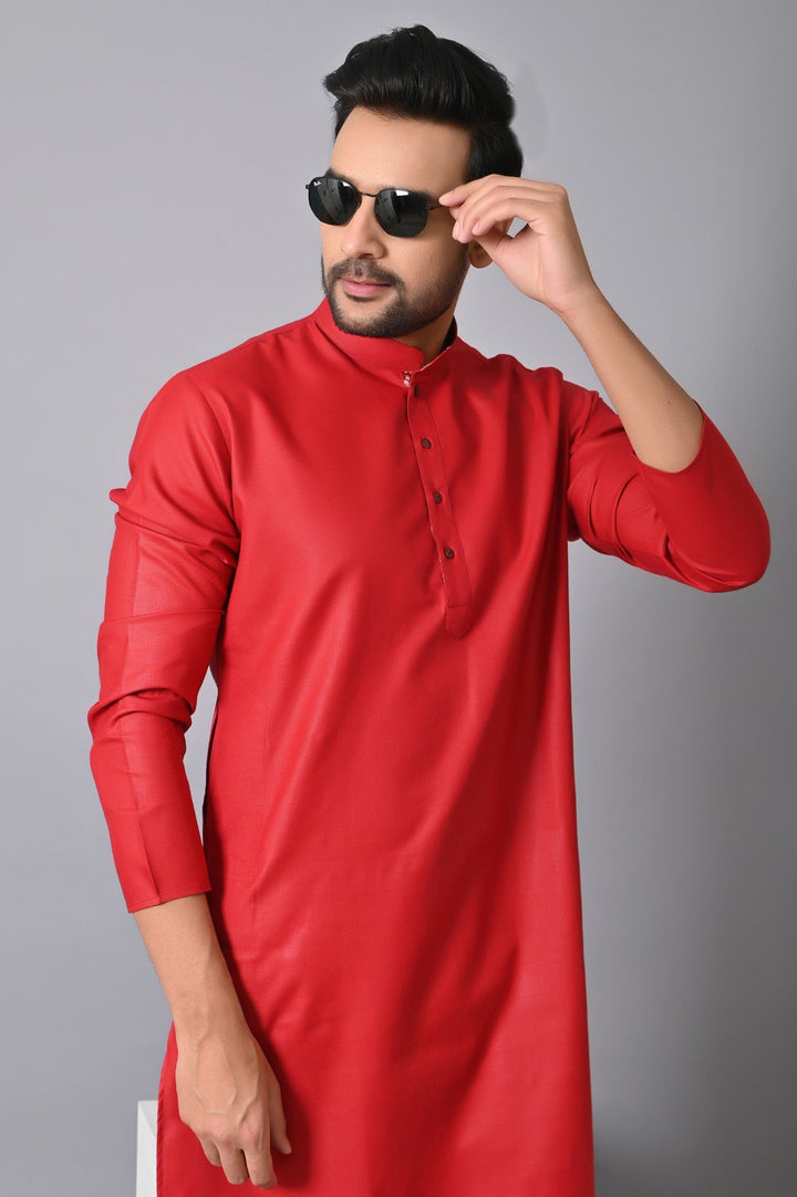 Solid Red Kurta Set