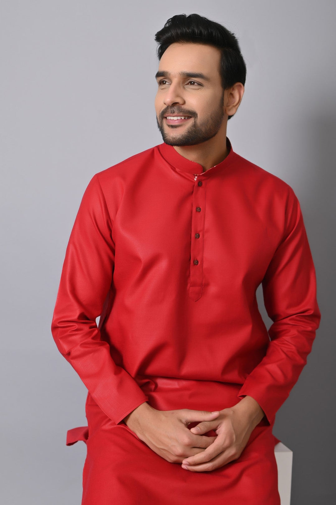 Solid Red Kurta Set