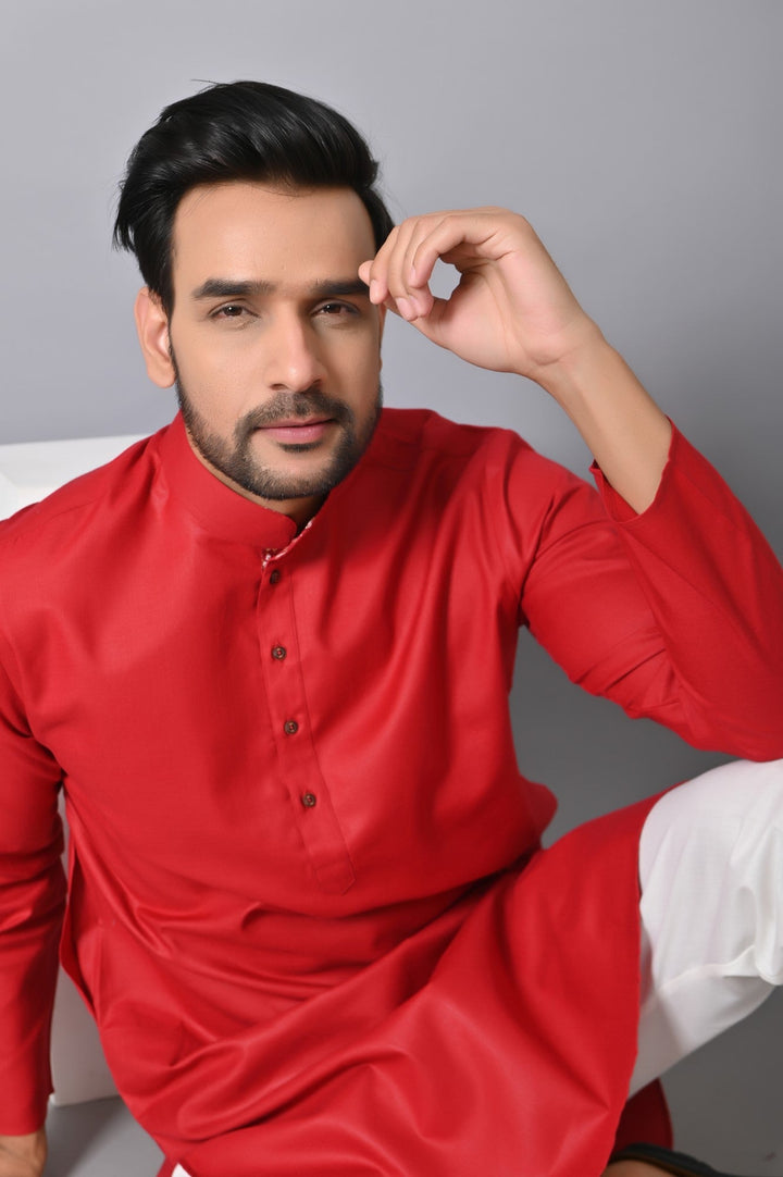 Solid Red Kurta Set