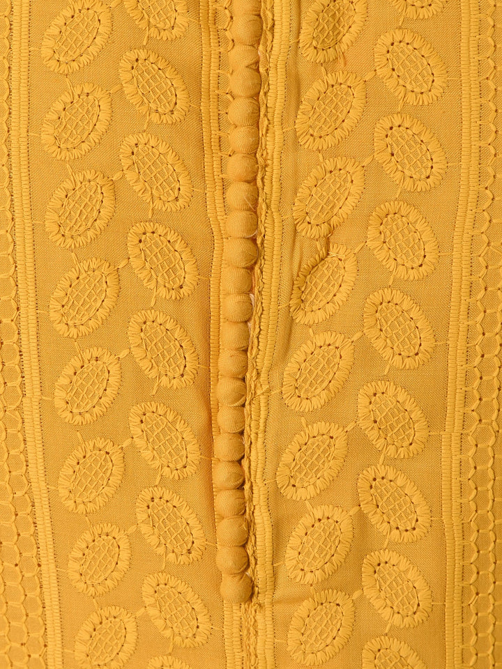 Chikan Yellow Kurta Set