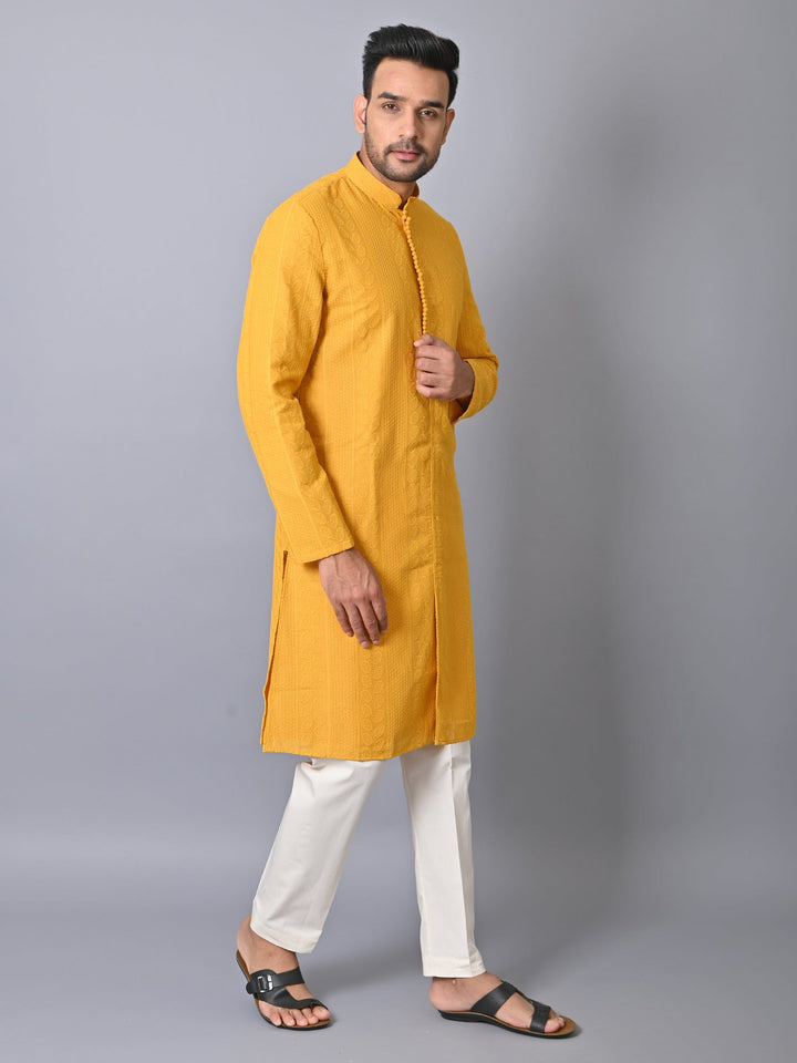 Chikan Yellow Kurta Set