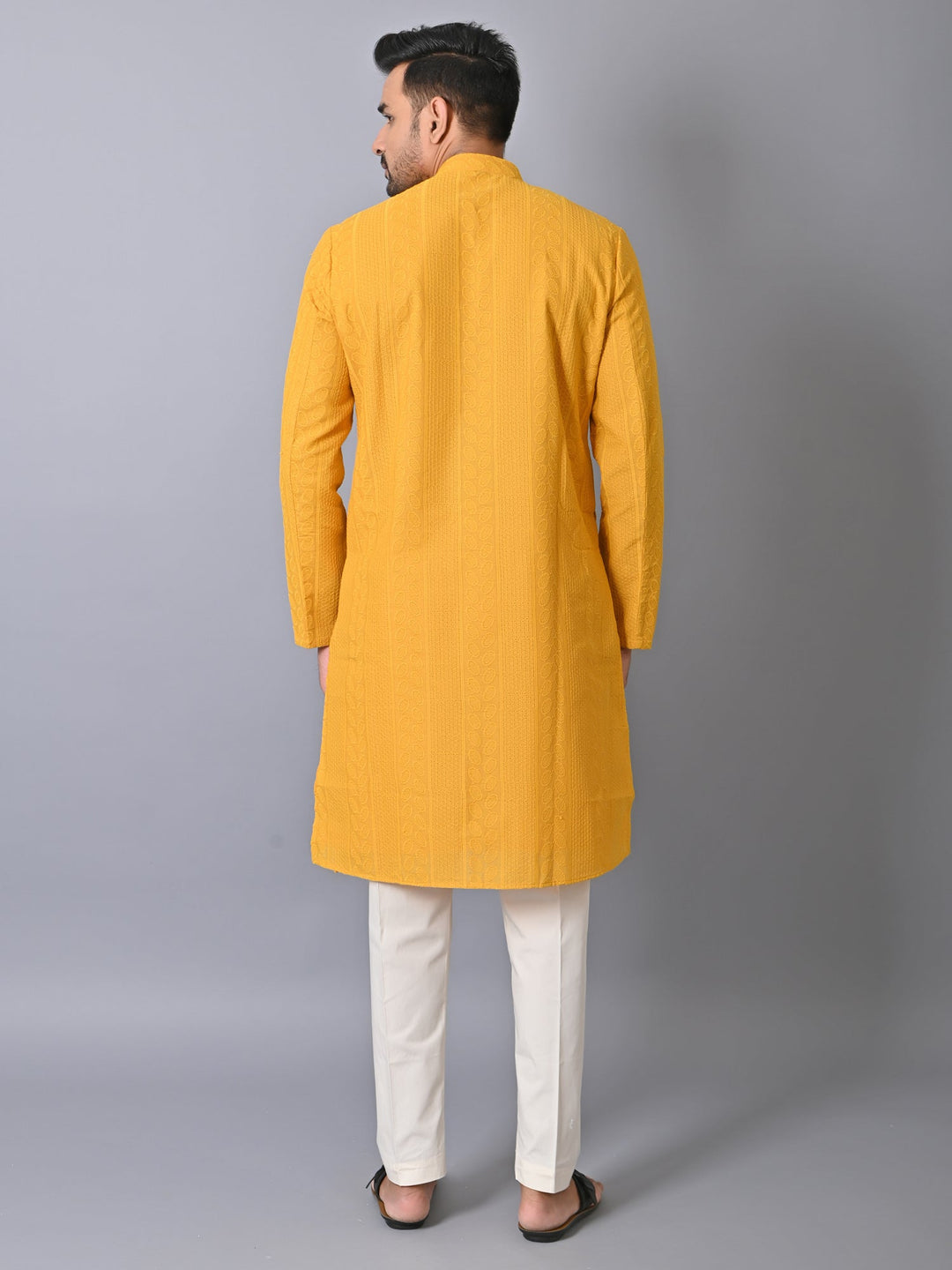 Chikan Yellow Kurta Set