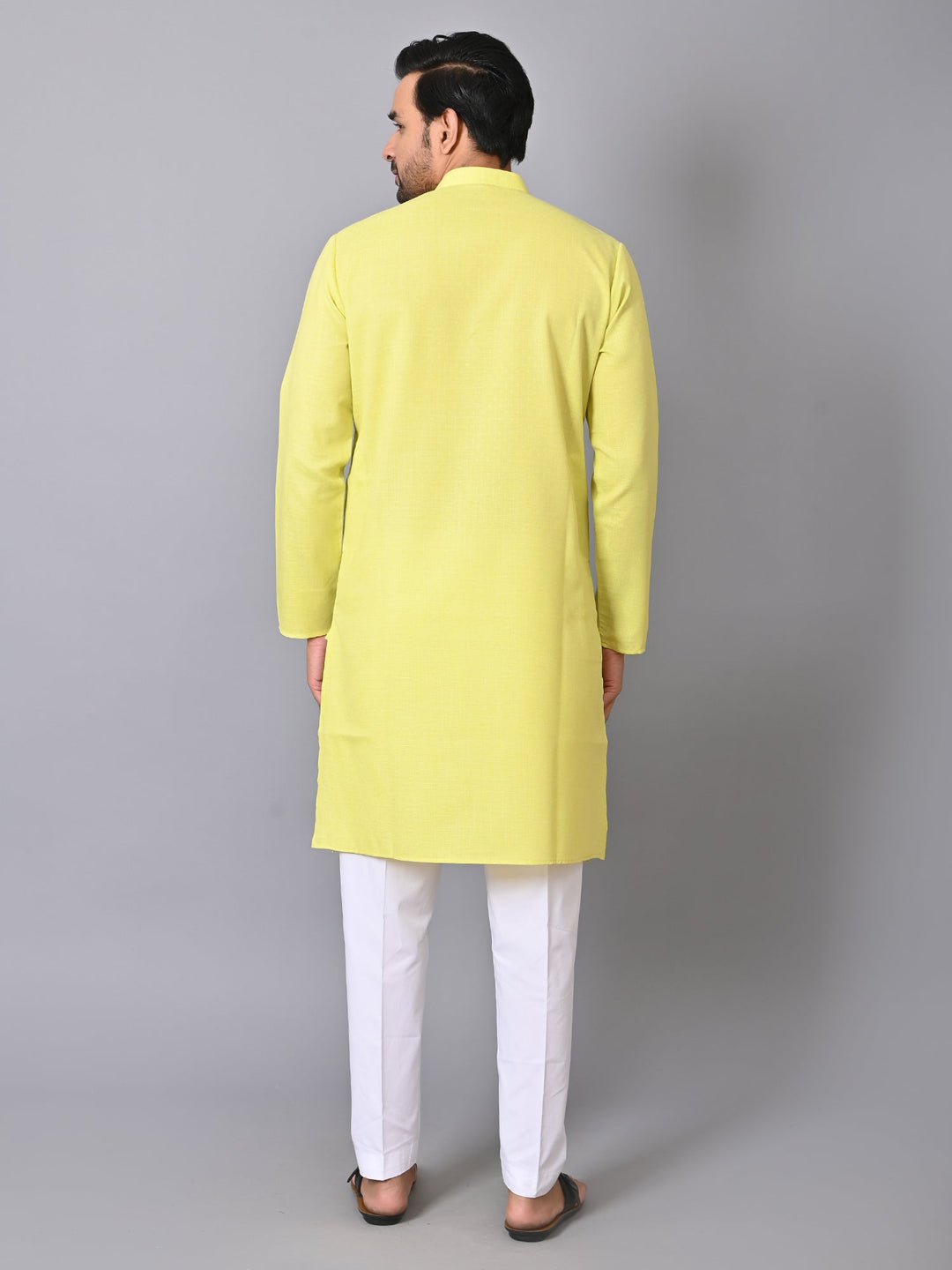 Textured Yellow Kurta Set