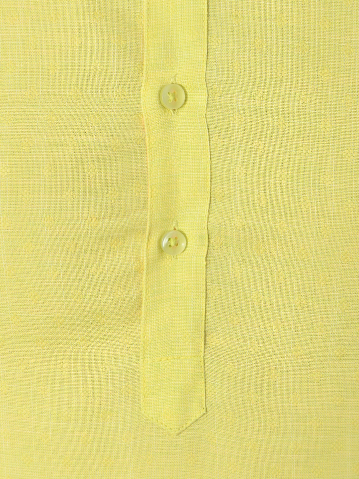 Textured Yellow Kurta Set