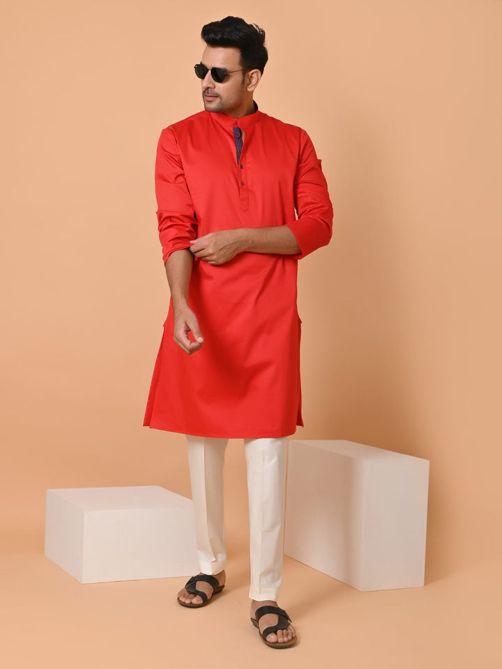 Solid Red Kurta Set