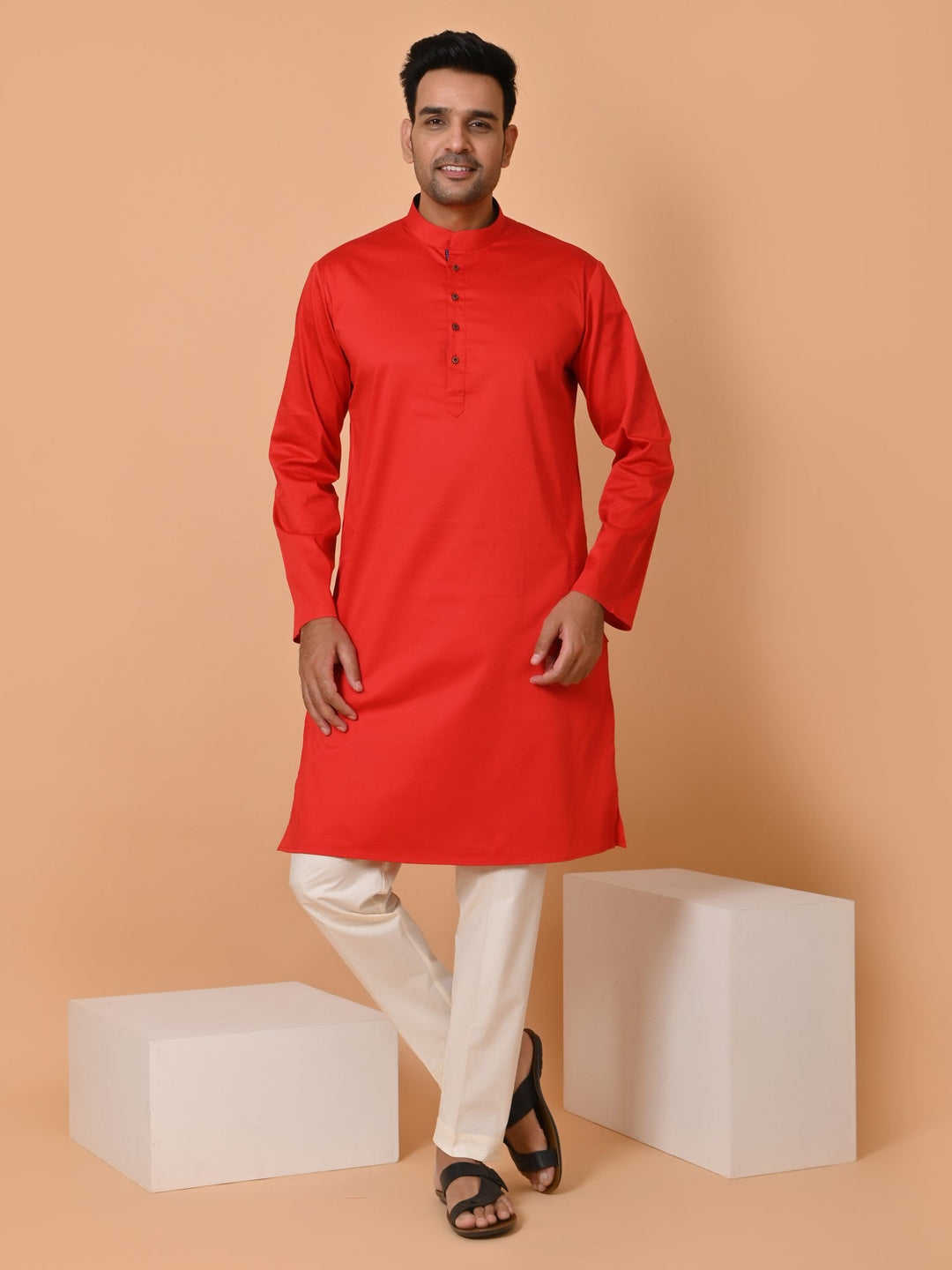 Solid Red Kurta Set