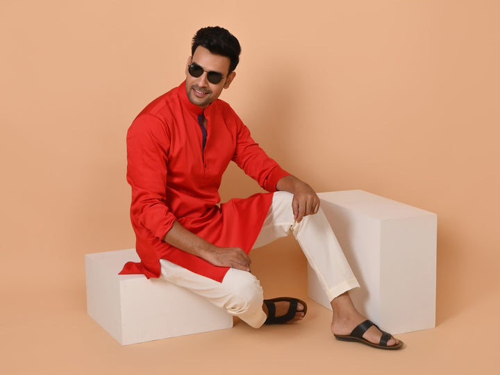 Solid Red Kurta Set