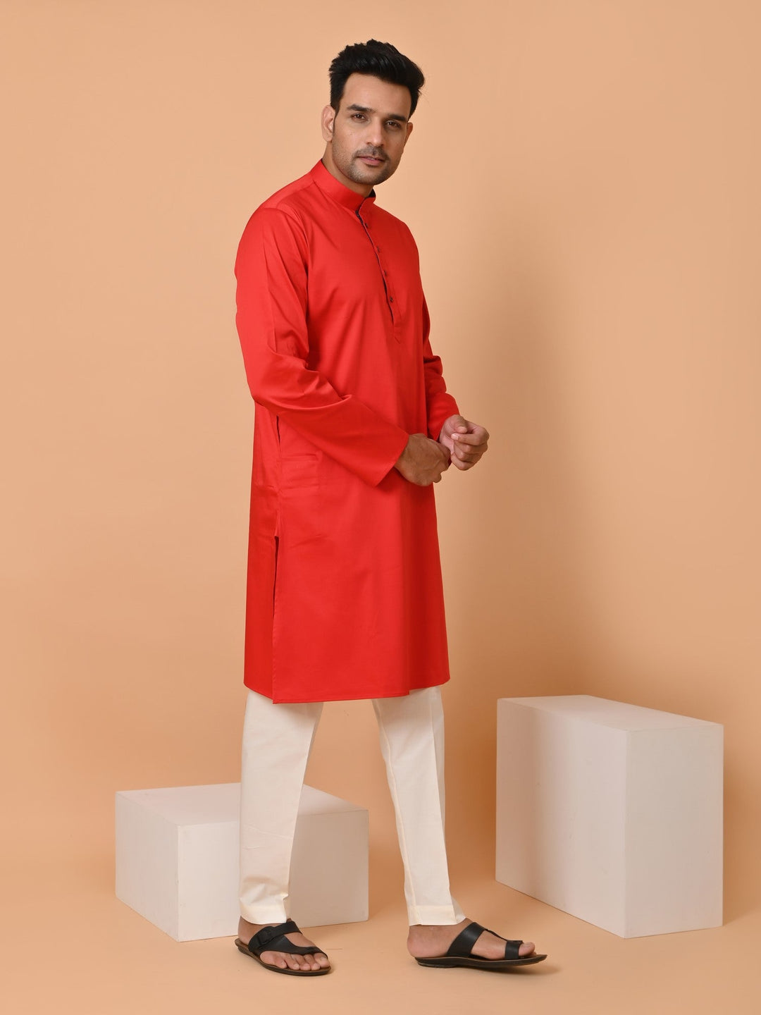 Solid Red Kurta Set