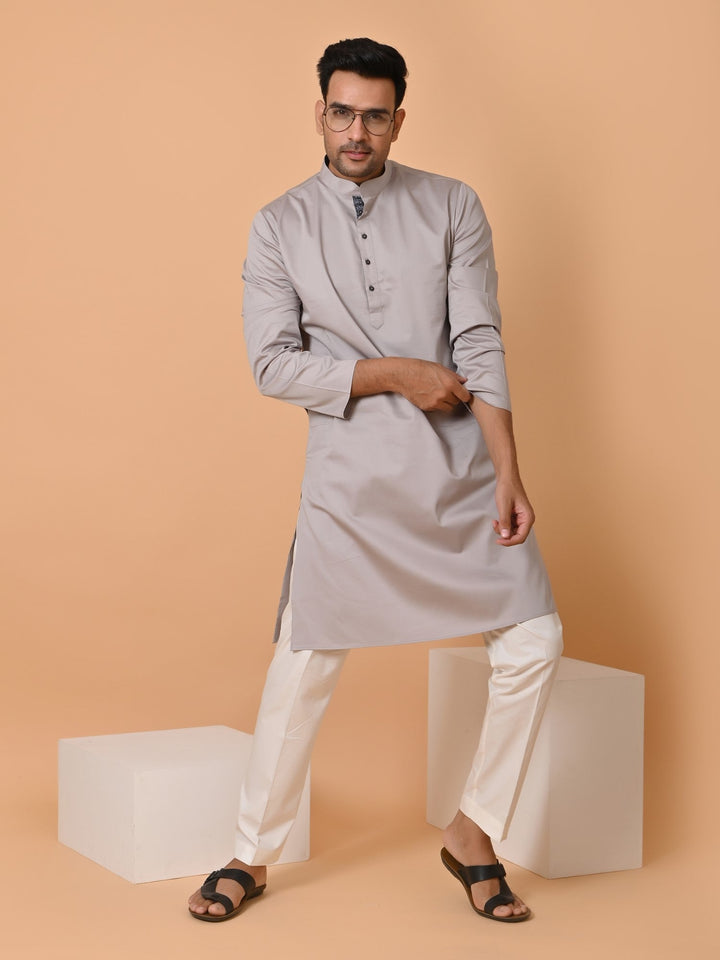 Solid Grey Kurta Set