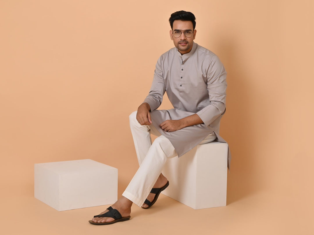 Solid Grey Kurta Set