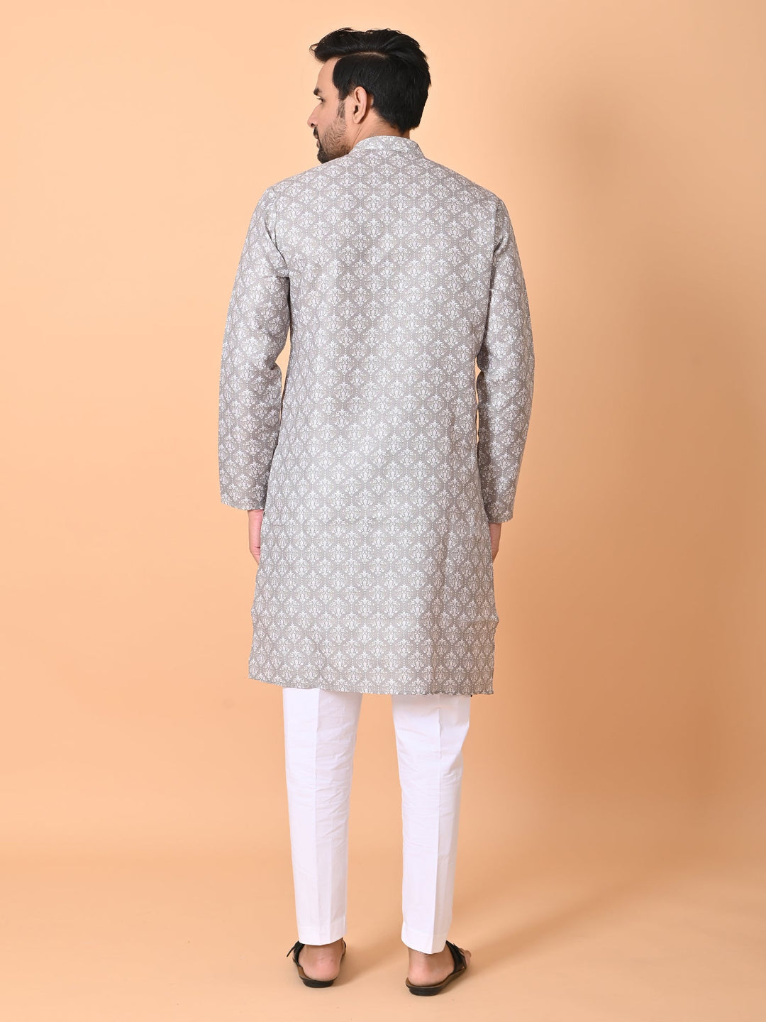 Ethnic Motifs Grey Kurta Set