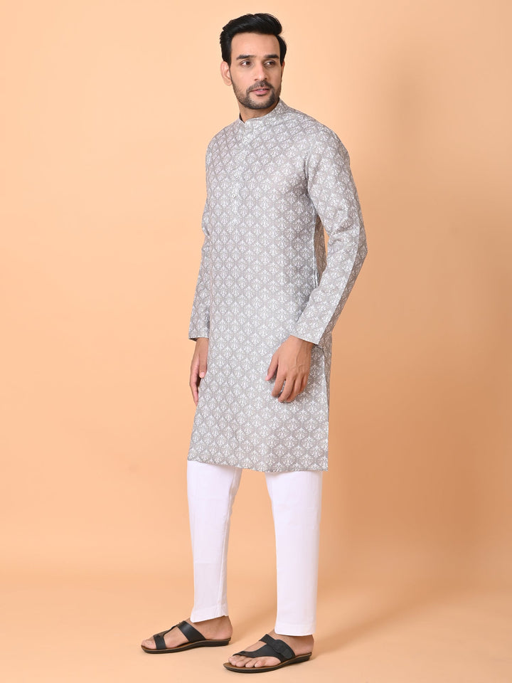 Ethnic Motifs Grey Kurta Set