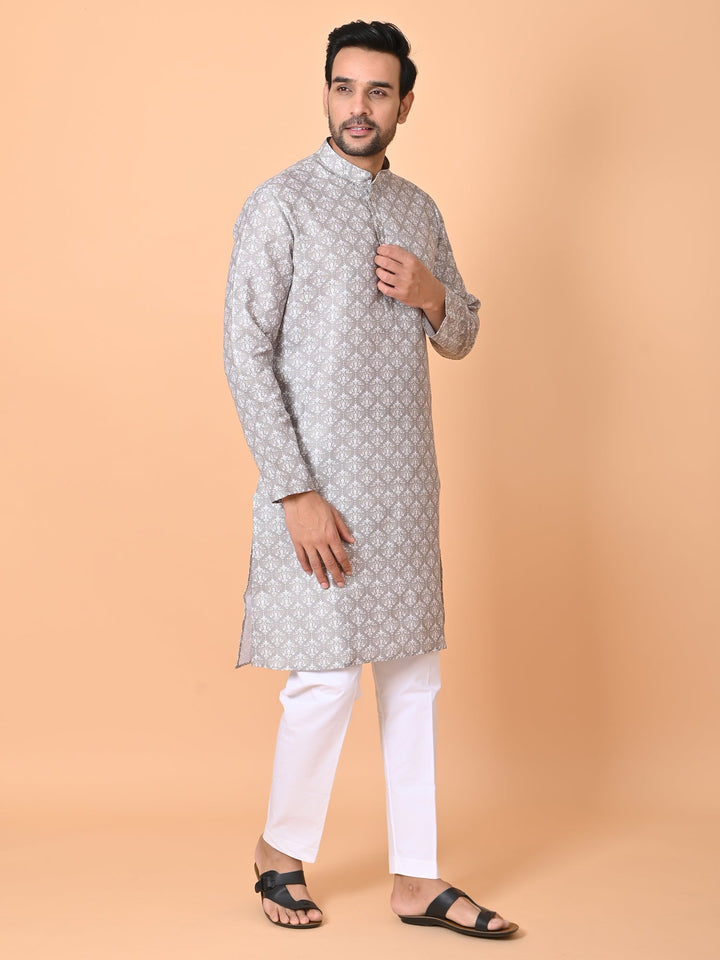 Ethnic Motifs Grey Kurta Set