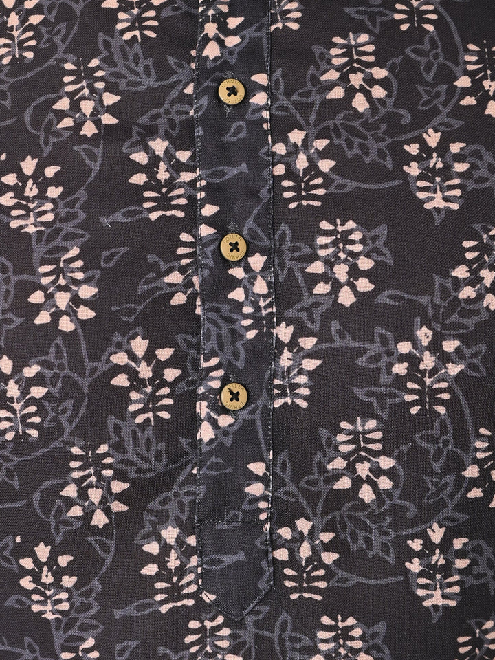 Floral Black Kurta Set