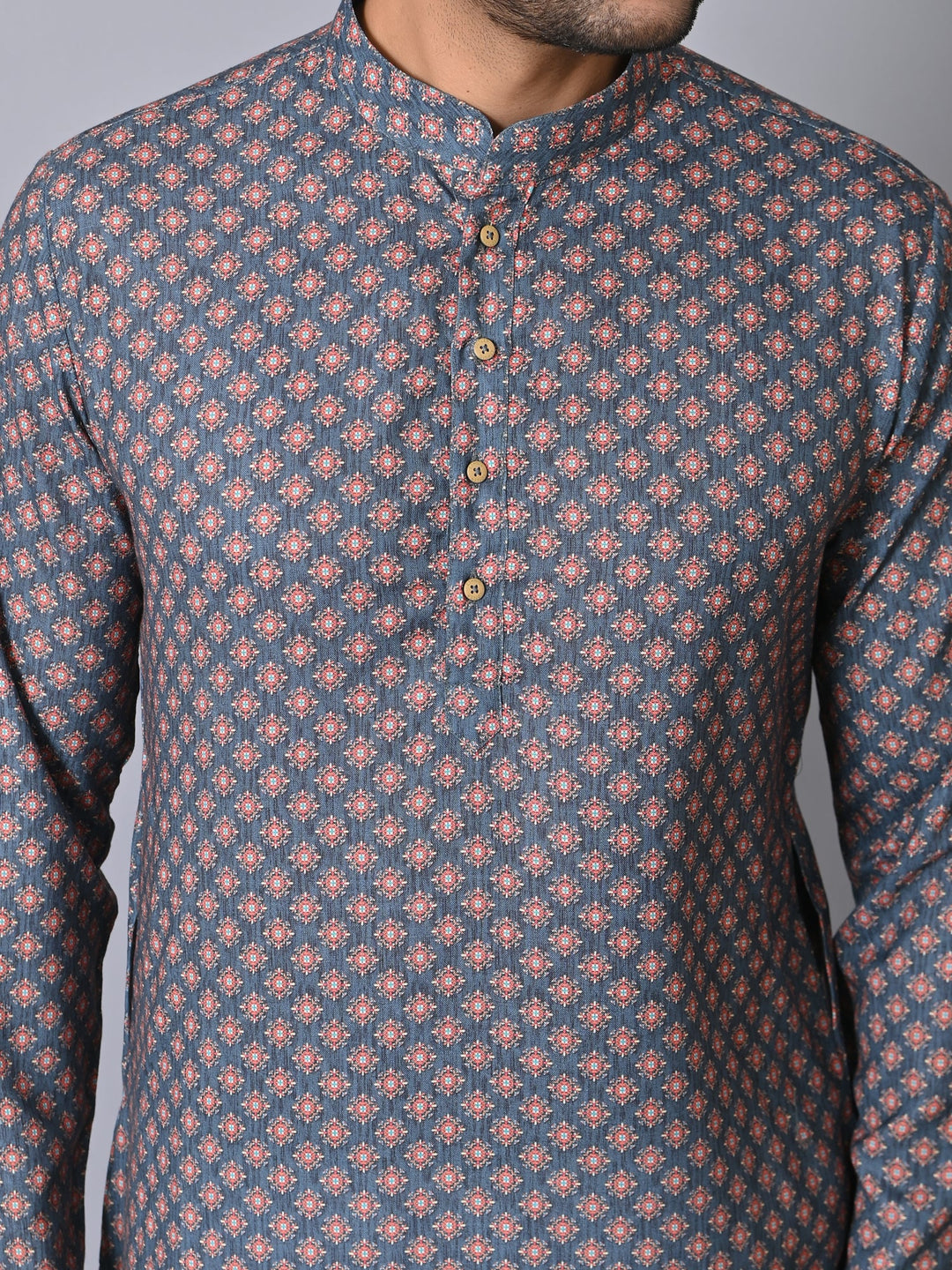 Colourblocked Blue Kurta Set