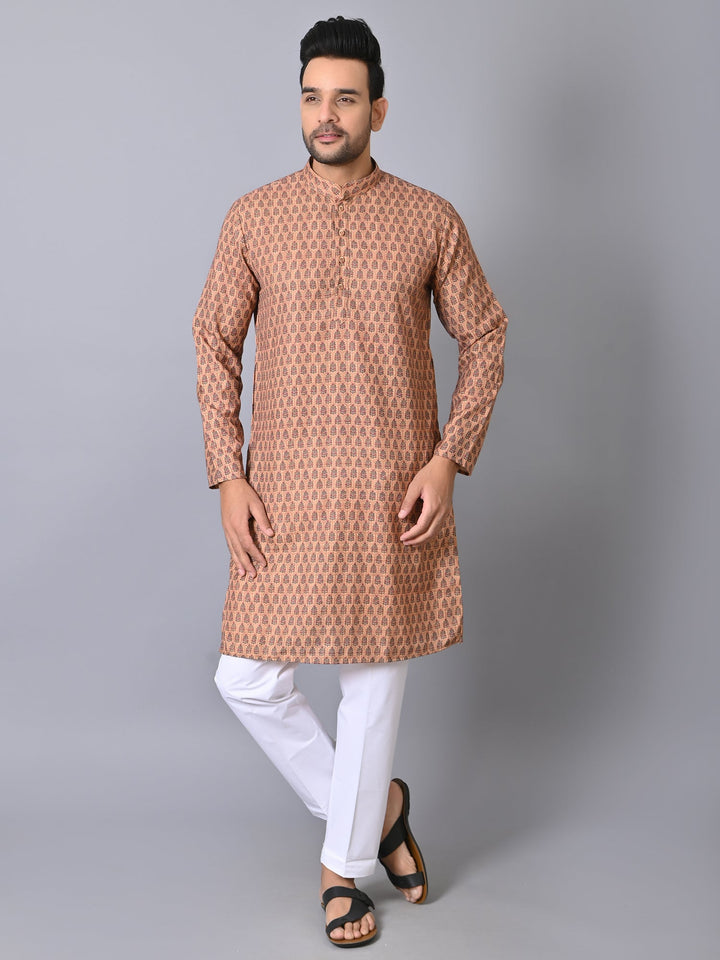 Ethnic Motifs Peach Kurta Set