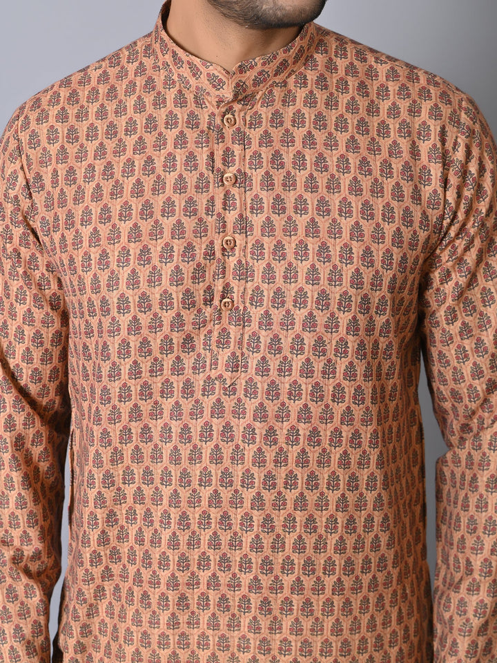 Ethnic Motifs Peach Kurta Set