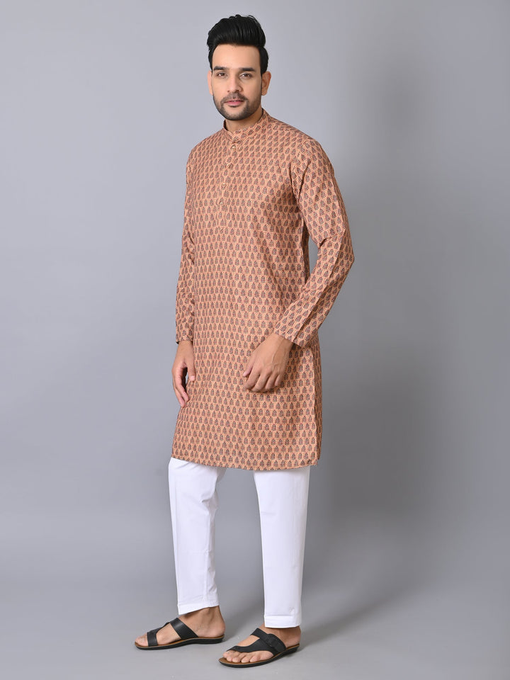 Ethnic Motifs Peach Kurta Set