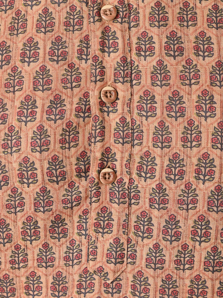 Ethnic Motifs Peach Kurta Set