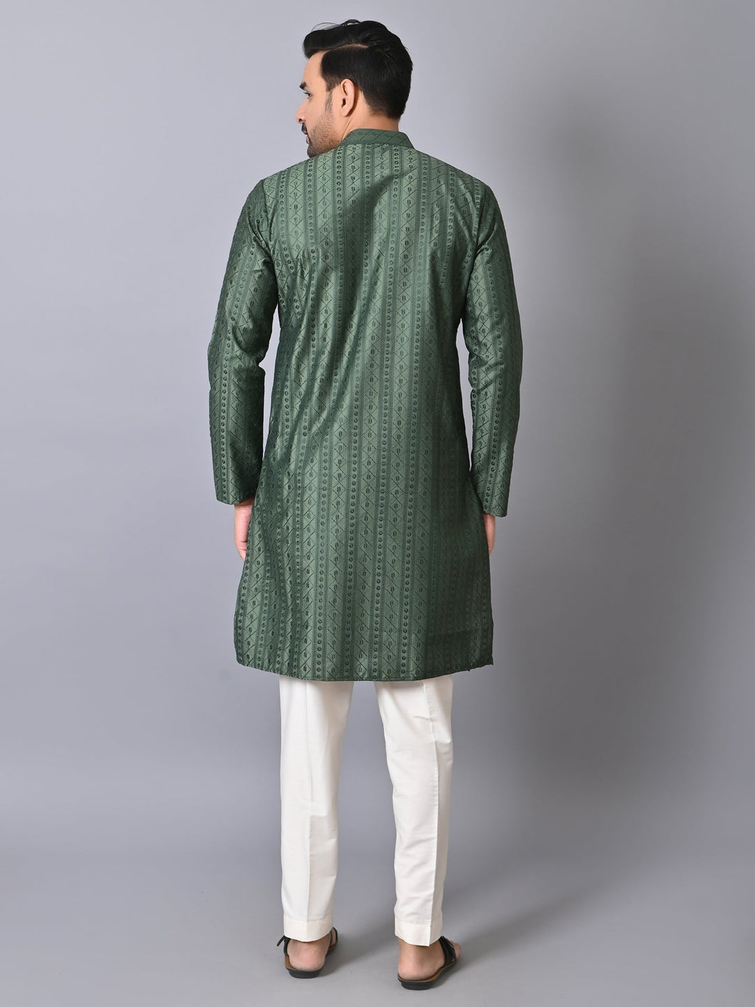 Chikan Olive Kurta Set