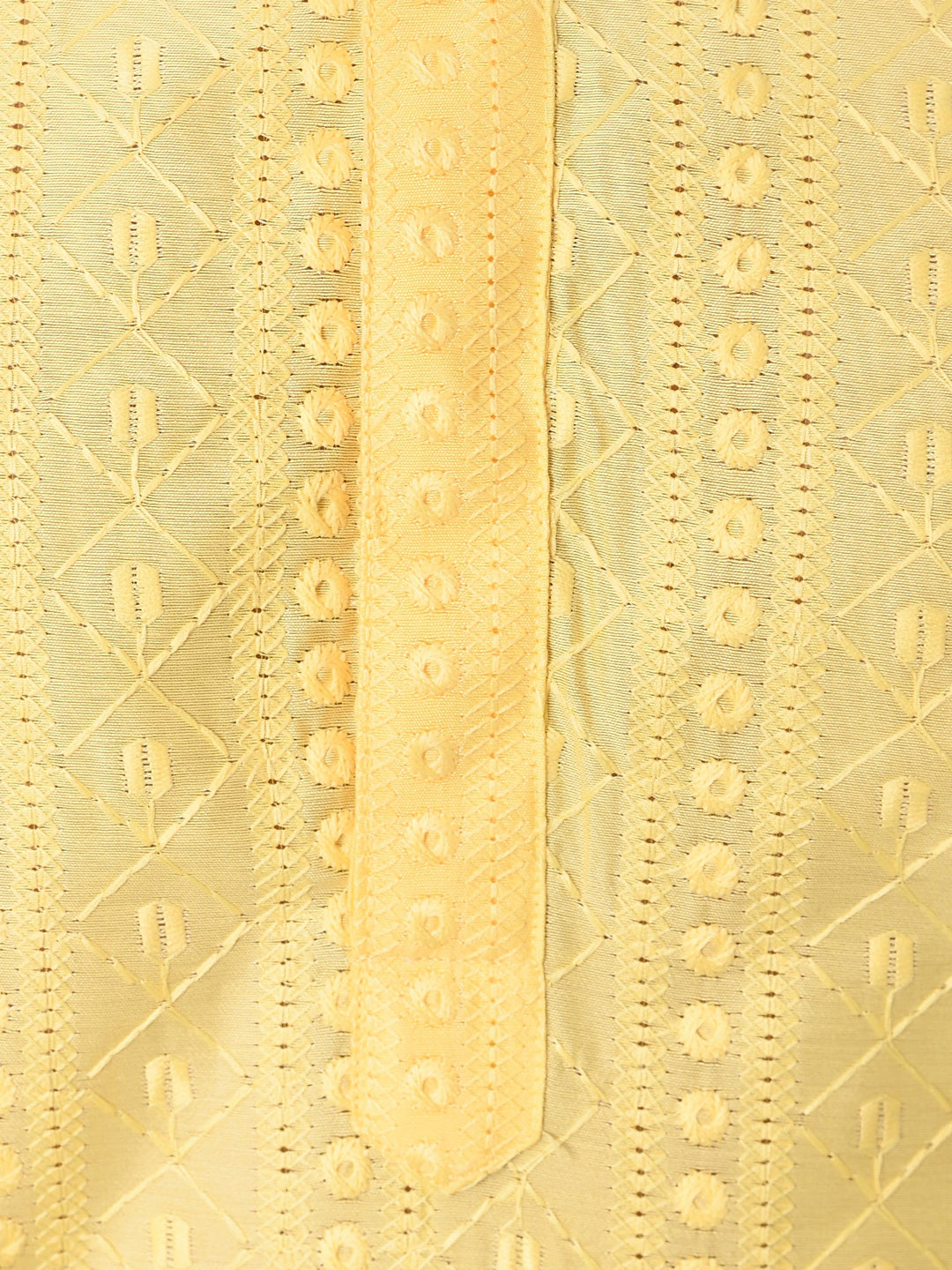 Chikan Yellow Kurta Set