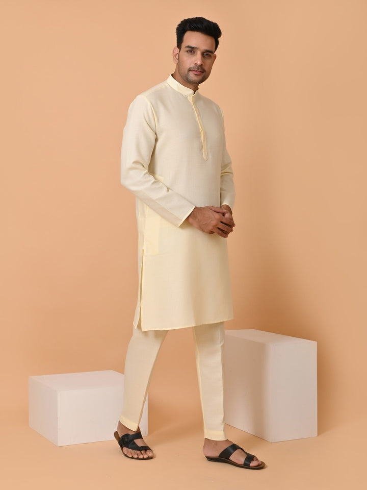 Solid Cream Kurta Set