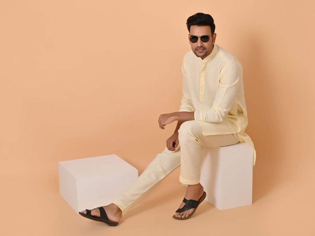 Solid Cream Kurta Set