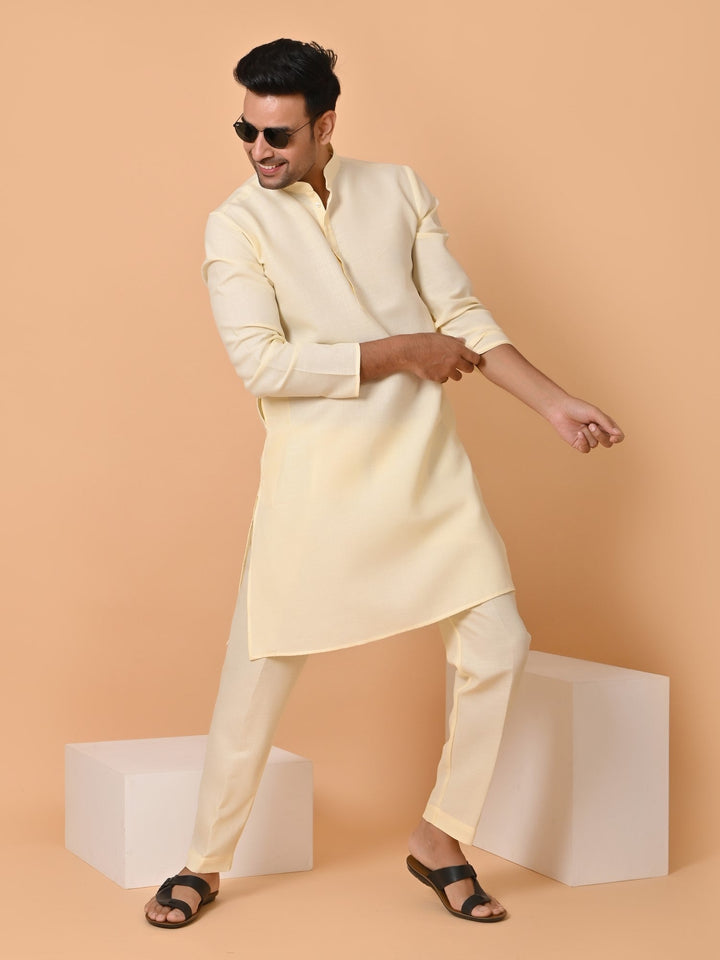 Solid Cream Kurta Set