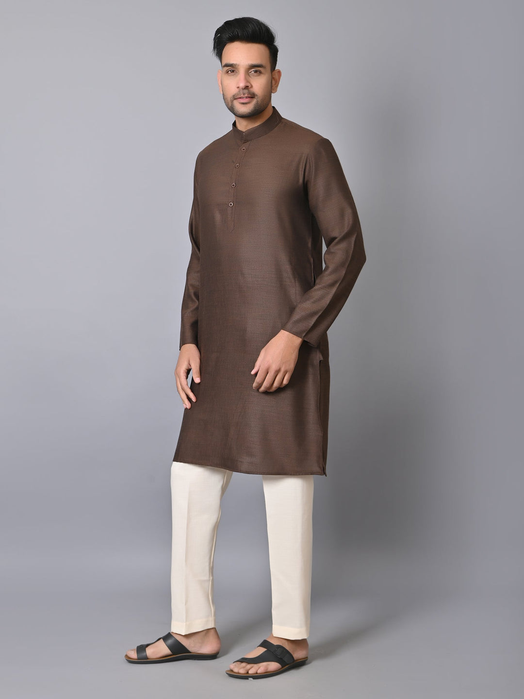 Solid Brown Kurta Set