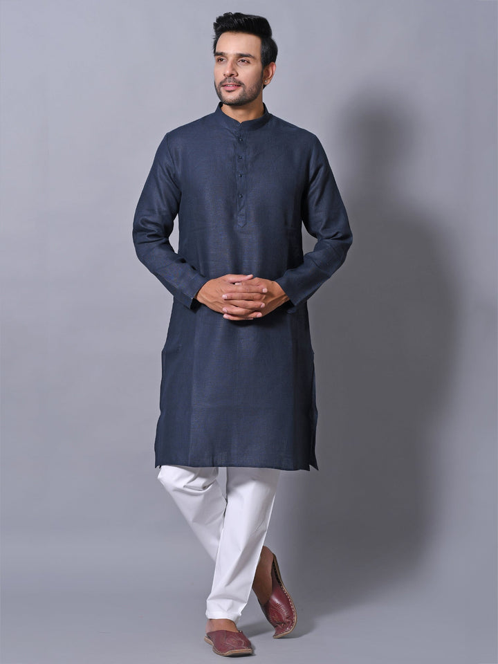 Solid Navy Blue Kurta Set
