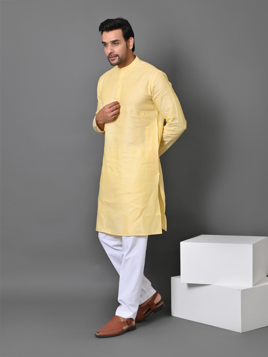 Solid Yellow Kurta Set