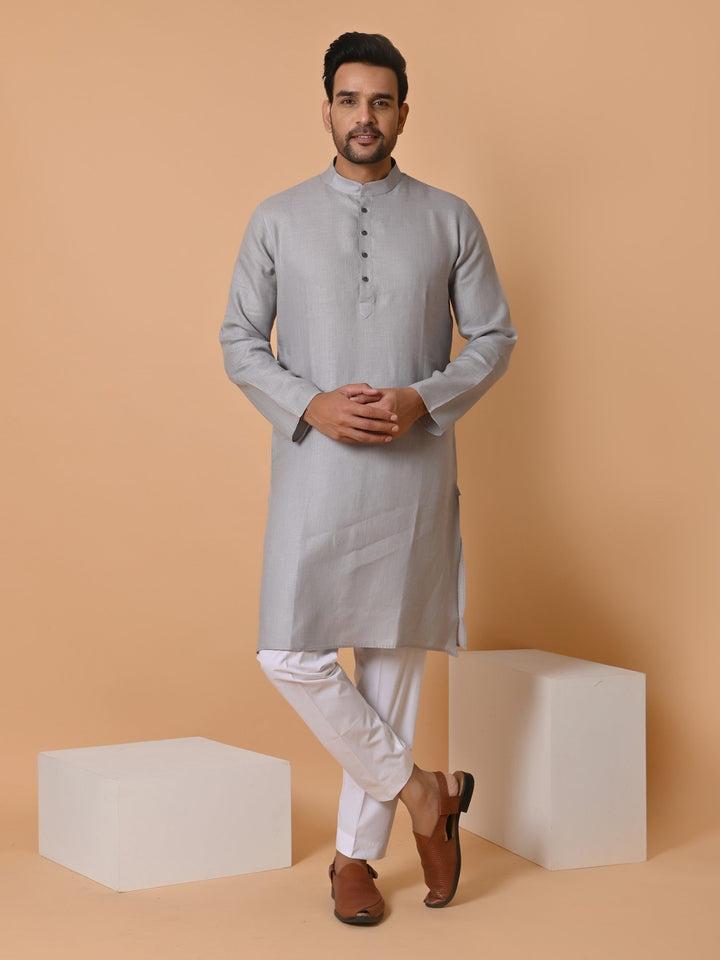 Solid Grey Kurta Set