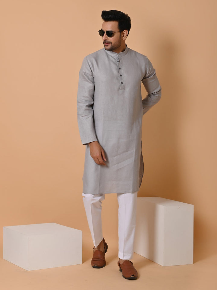 Solid Grey Kurta Set