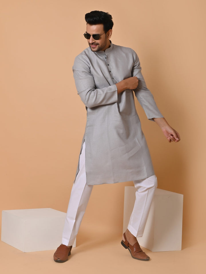 Solid Grey Kurta Set