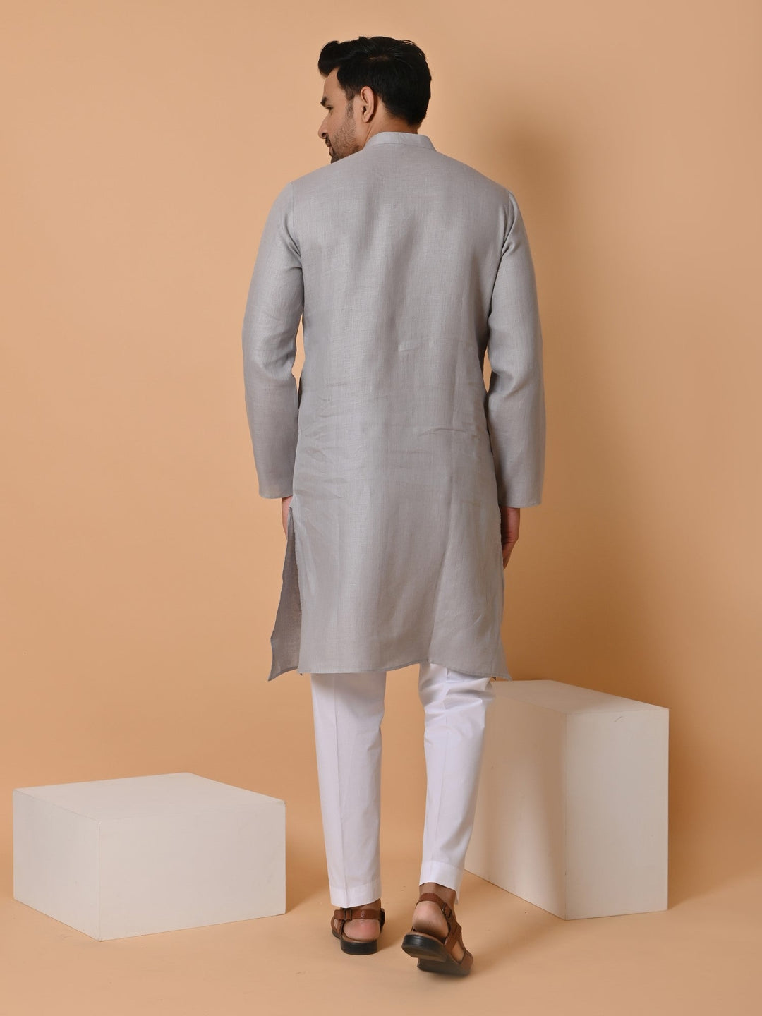 Solid Grey Kurta Set