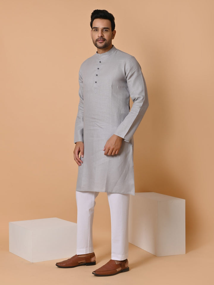 Solid Grey Kurta Set