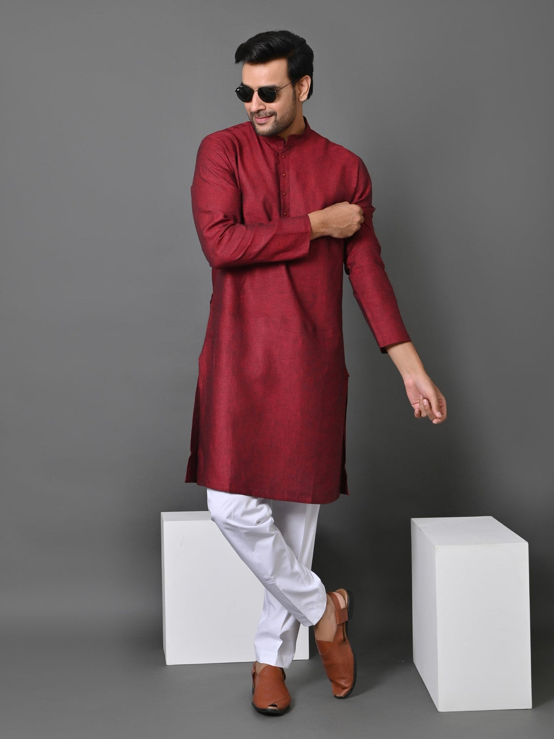 Solid Maroon Kurta Set