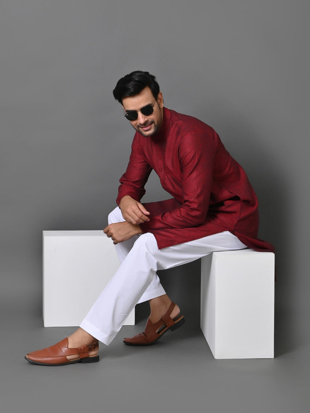 Solid Maroon Kurta Set