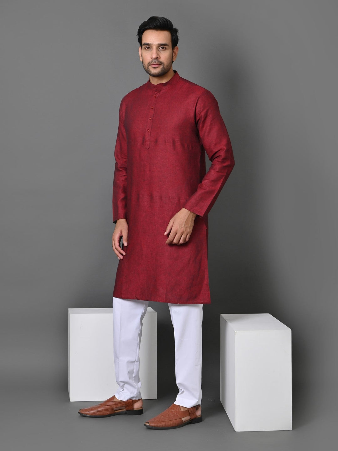 Solid Maroon Kurta Set